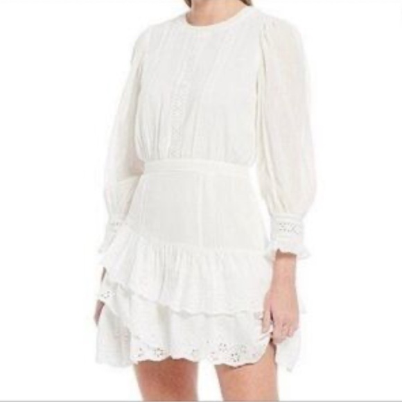 Chelsea & Violet Cream‎ Ruffled Bishop Sleeve Mini Dress size small - Picture 1 of 12